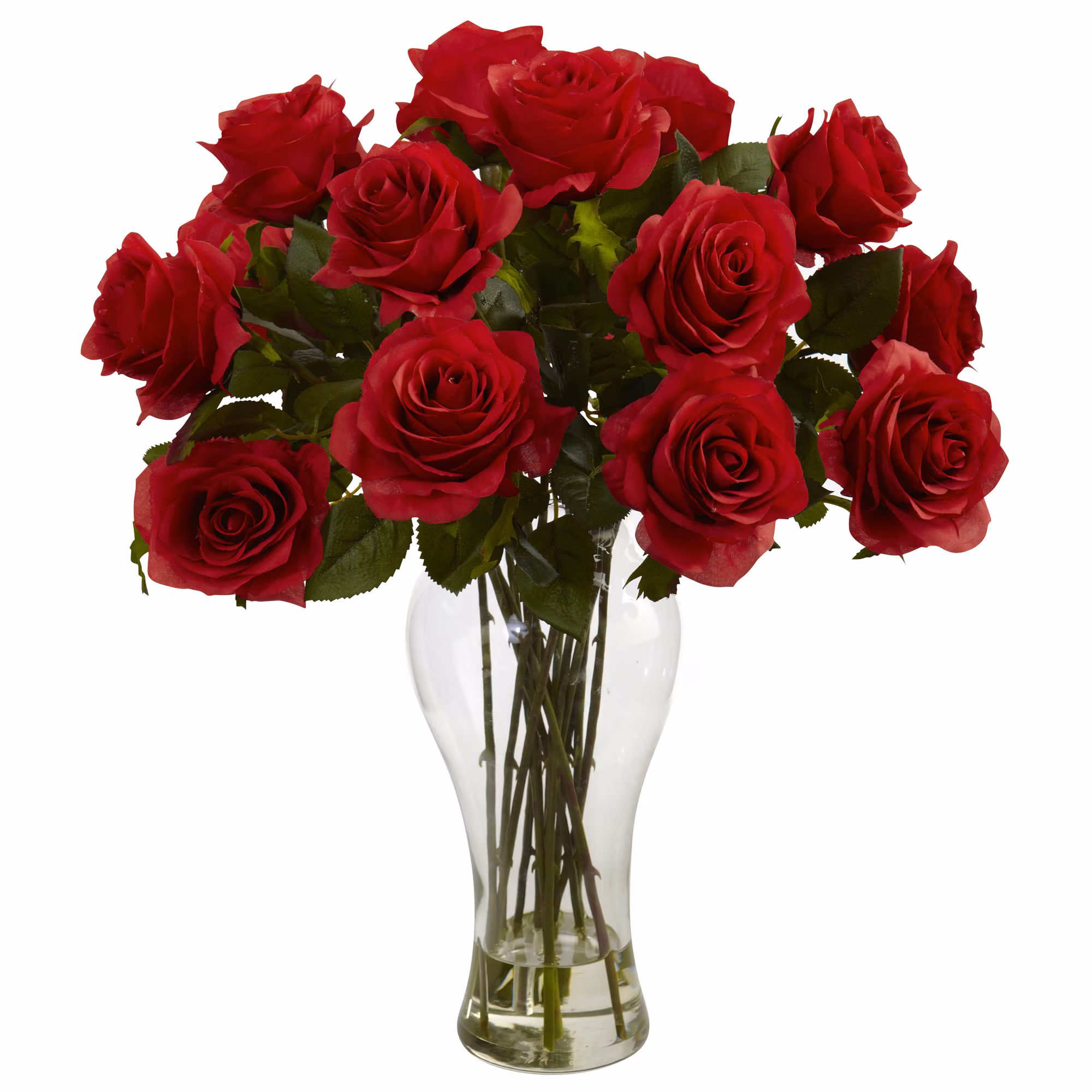 Blooming Roses with Vase in Red