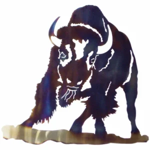 Buffalo Charging Metal Wall Art