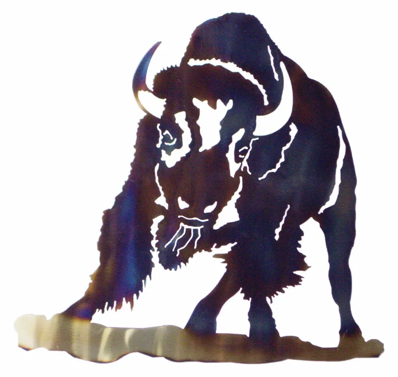 Buffalo Charging Metal Wall Art