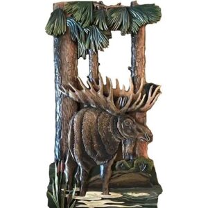Bull Moose Intarsia Wood Wall Art - 17" x 32"