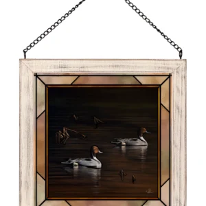 Chasing the Setting Sun - Northern Pintail - 20″ x 20″ Stained Glass Art