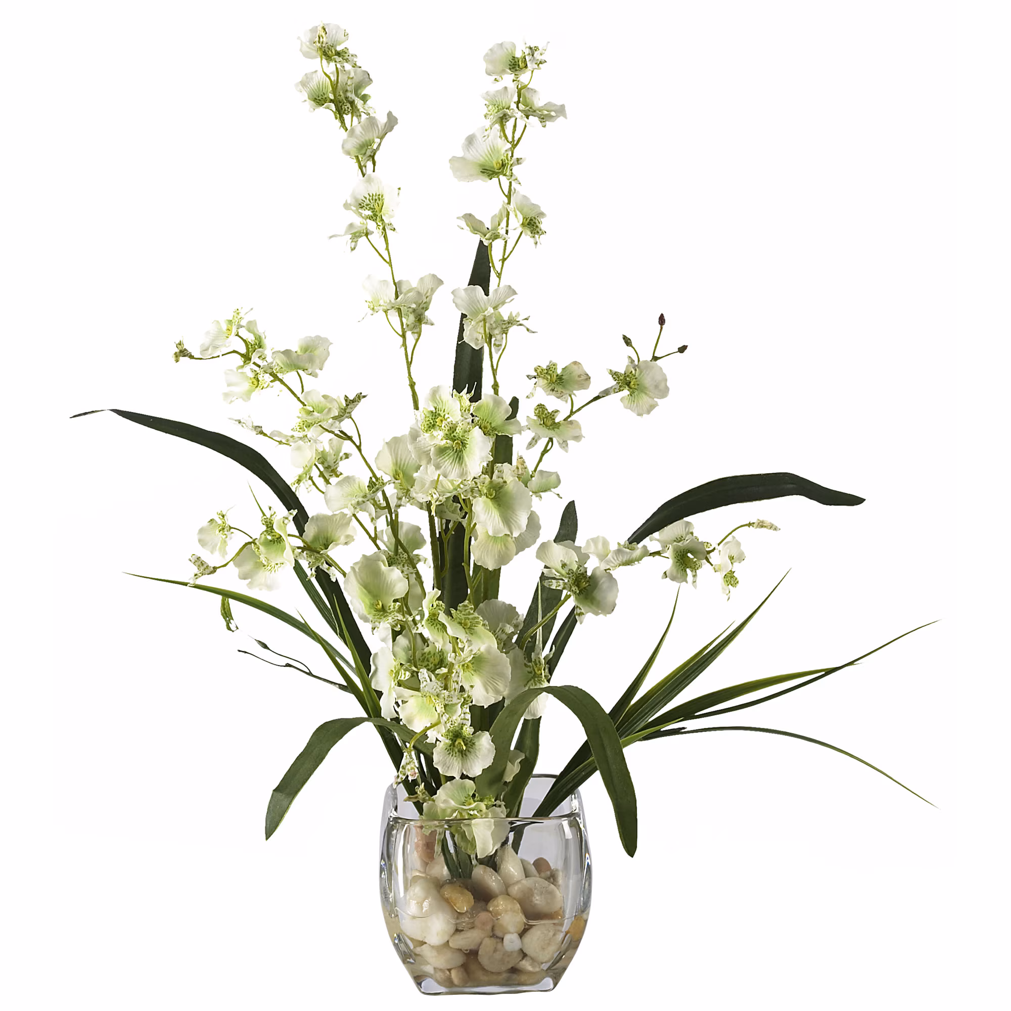 Dancing Lady Orchid Liquid Illusion Silk Flower Arrangement in Green
