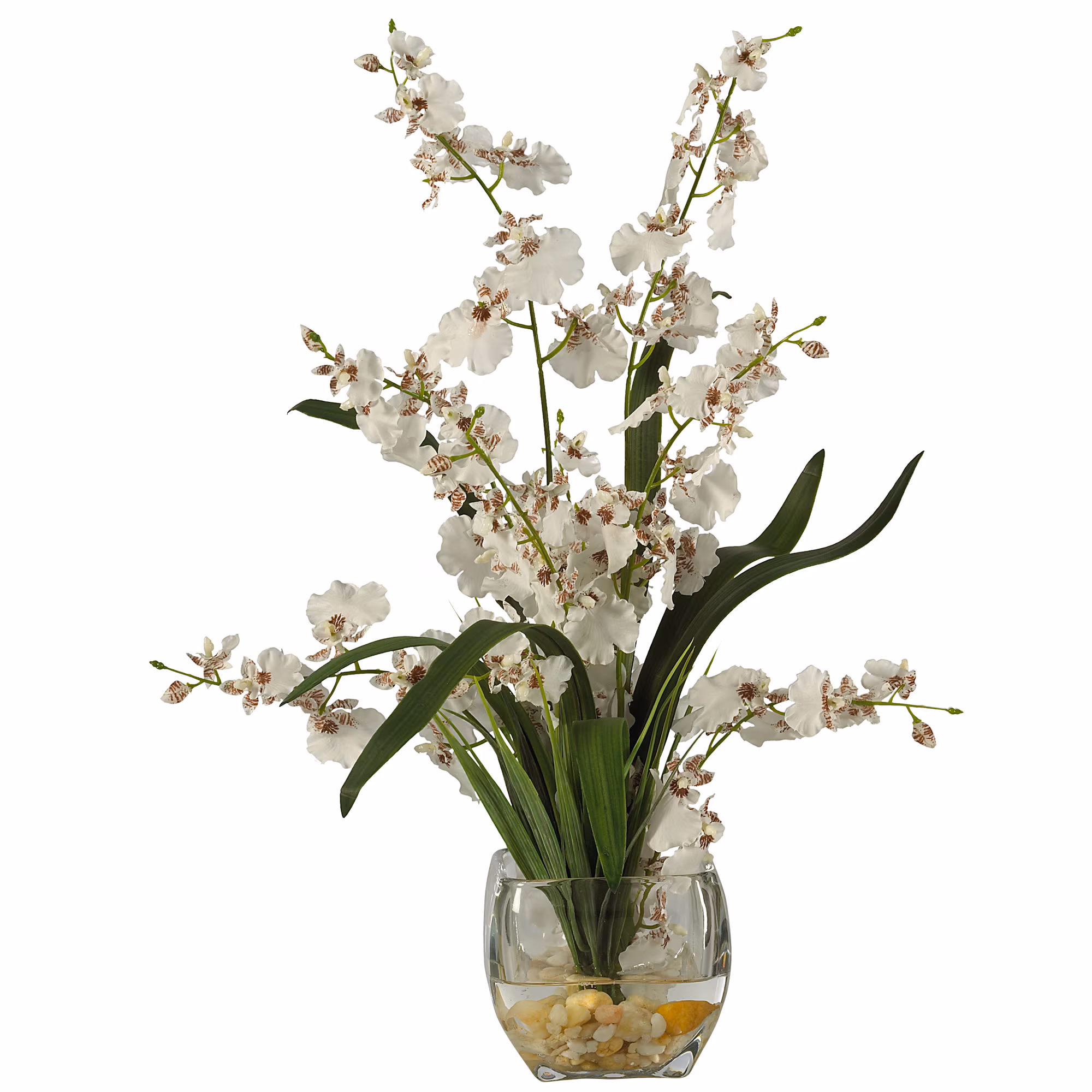 Dancing Lady Orchid Liquid Illusion Silk Flower Arrangement in White