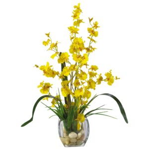 Dancing Lady Orchid Liquid Illusion Silk Flower Arrangement in Yellow
