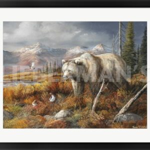 Dinner Is Spooked - Grizzly Bear - 31" x 25" Framed Art Print