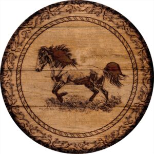 Distant Thunder - Mustangs - 12.5" Round Wood Sign