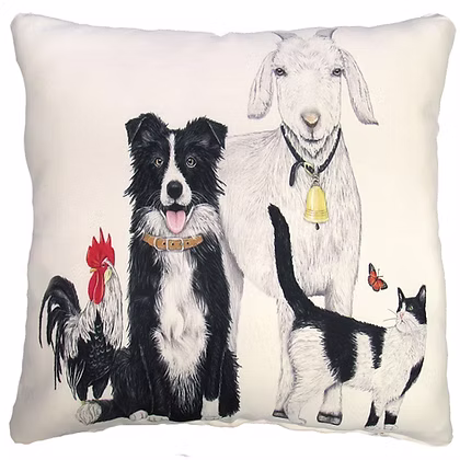 Dog and Farm Animals Pillow