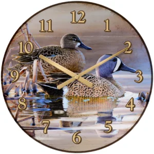 Early Morning Blues - Blue-winged Teal - 21" Round Clock