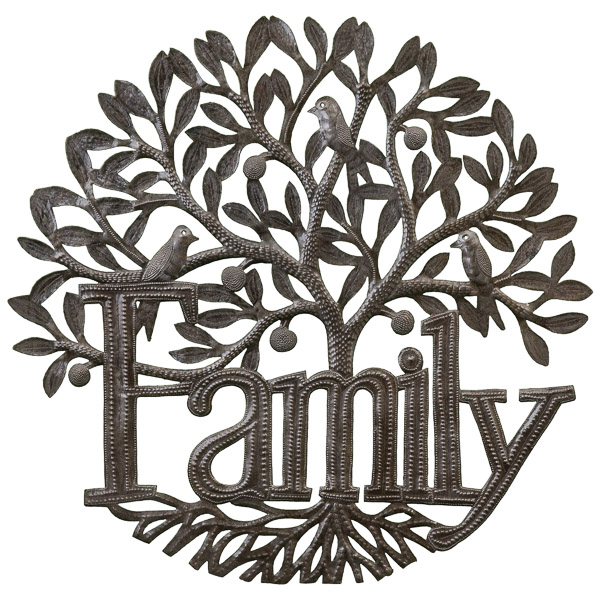 Family Tree - Recycled Steel Drum Wall Art 22"