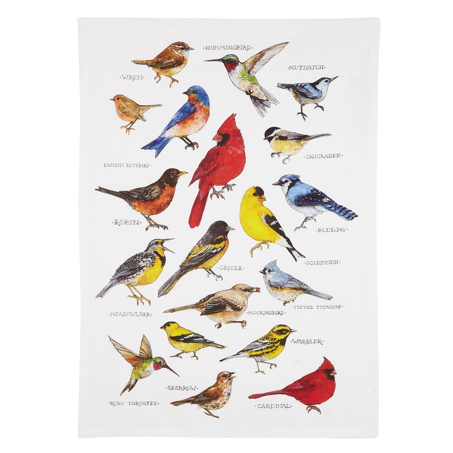 Field Guide Birds Printed Kitchen Towel - Pack of 4
