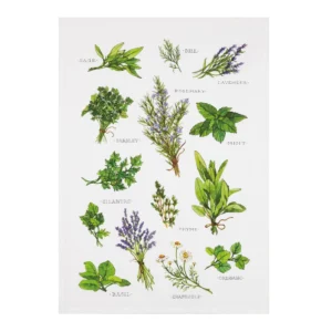 Field Guide Herbs Printed Kitchen Towel - Pack of 4