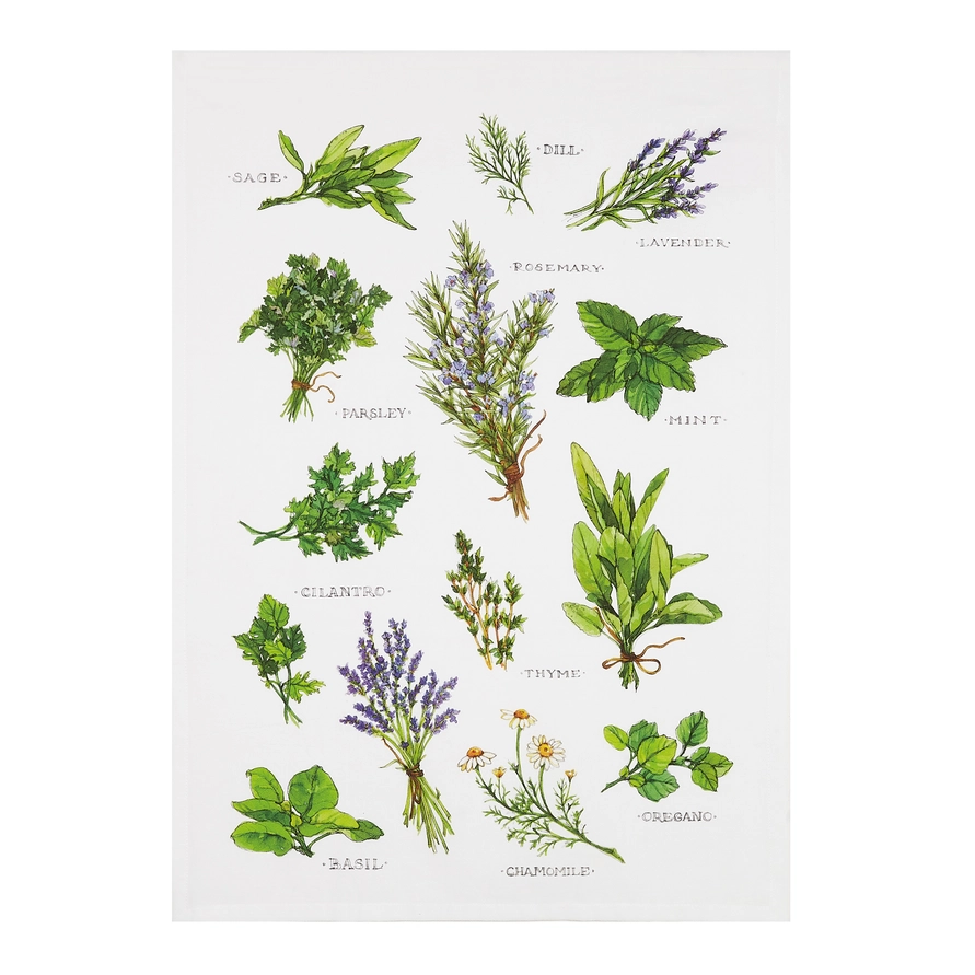 Field Guide Herbs Printed Kitchen Towel - Pack of 4