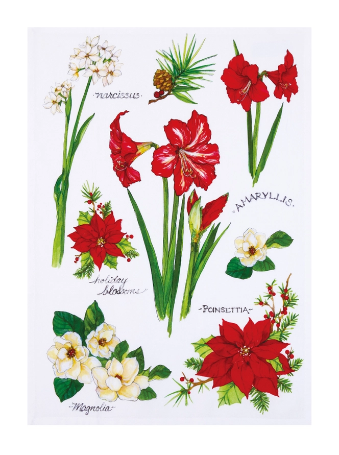 Field Guide Holiday Blossoms Kitchen Towel - Pack of 4