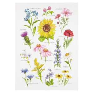 Field Guide Wildflowers Printed Kitchen Towel - Pack of 4