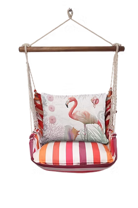Hammock Swing 4-piece Set - Cristina Stripe with Flamingo Sealife Medley Pillow