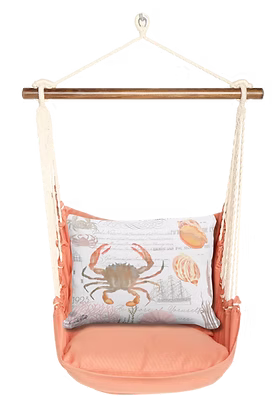 Hammock Swing 4-piece Set - Living Coral with Crab Sealife Medley Pillow