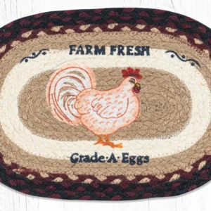 Hand Stenciled Oval Swatch with Farmhouse Chicken Design 10″x15″
