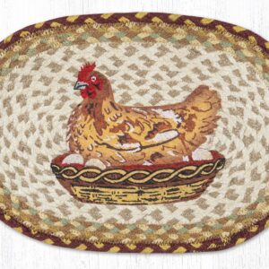 Hand Stenciled Oval Swatch with Hen on Nest Design 10″x15″