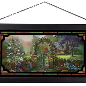 Hummingbird Cottage - 13" x 23" Framed Glass Art