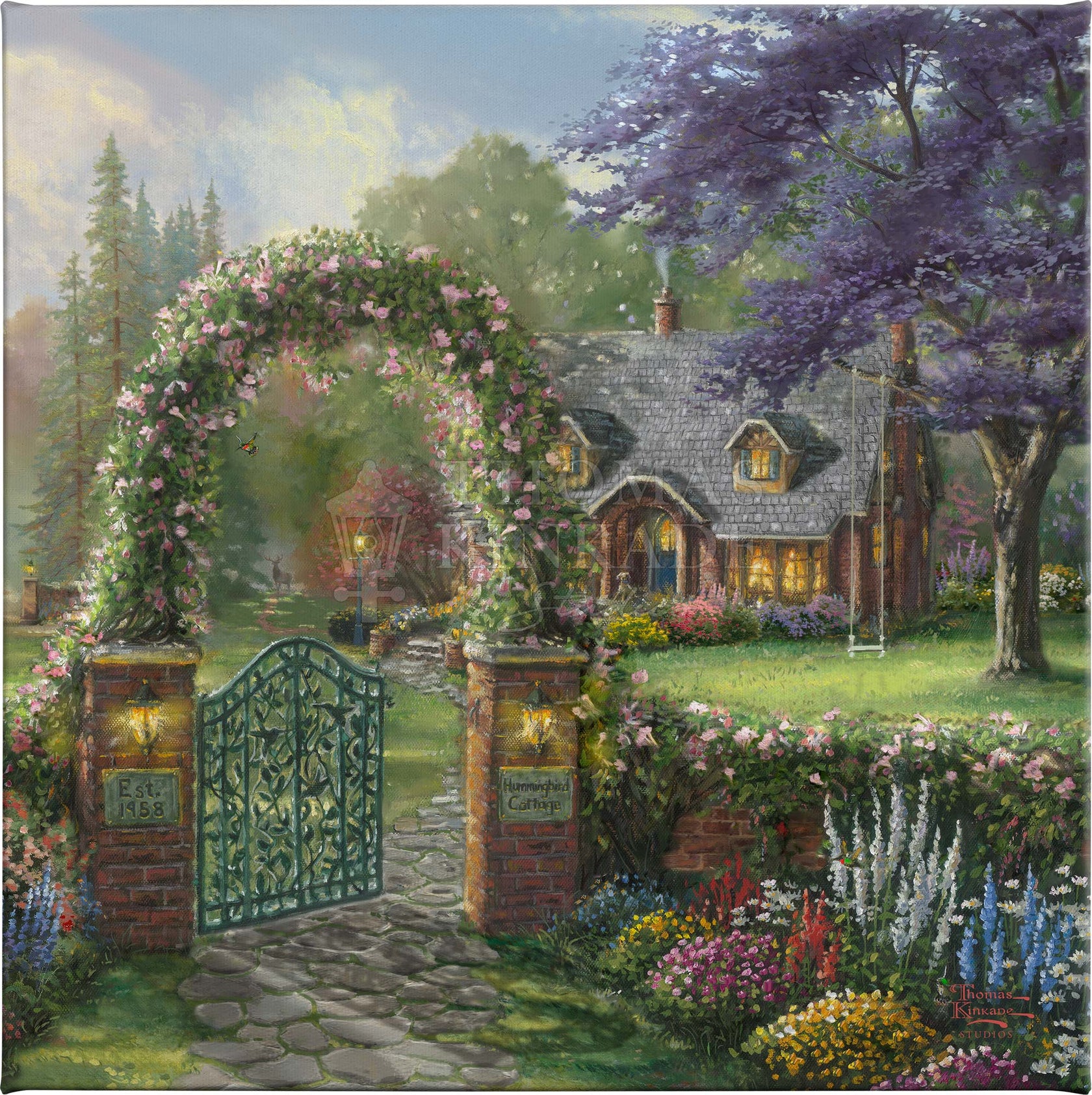 Hummingbird Cottage 14" X 14" Gallery Wrapped Canvas