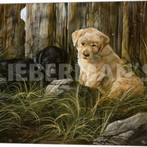 Lab Pup Pair - 24" x 18" Gallery Wrapped Canvas