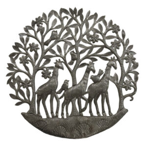 Mini Journey of Giraffes - Recycled Steel Drum Wall Art 9.5"