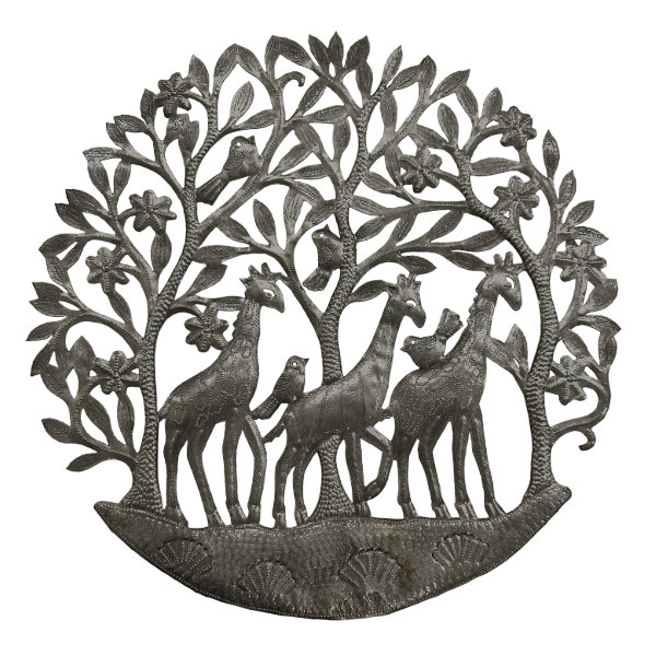 Mini Journey of Giraffes - Recycled Steel Drum Wall Art 9.5"