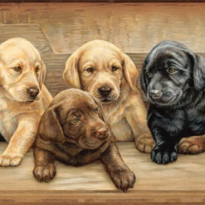More Hands on Deck - Six Puppies - 12" x 30" Wood Sign