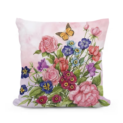 Roses and Pansies Pillow