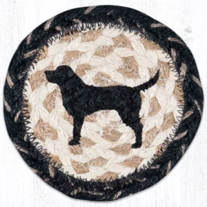 5" Round Hand Stenciled Coaster with Black Lab Silhouette Design (Pack of 6)