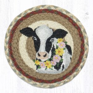 10" Round Printed Trivet with Cow Design