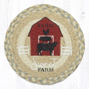 10" Round Printed Trivet with Farm Sweet Farm Design