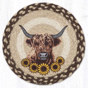 10" Round Printed Trivet with Prairie Cow Design