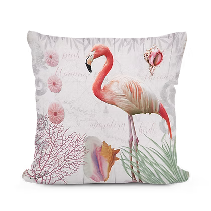 Sealife Medley Flamingo Pillow