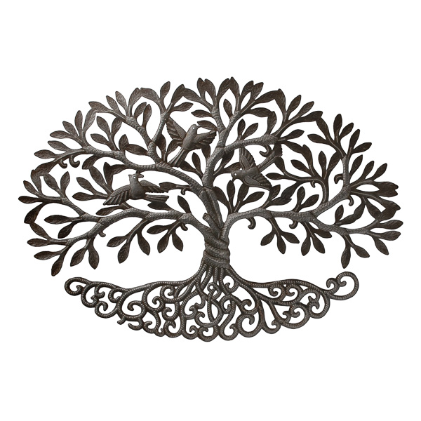 Tree of Life Oval - Recycled Steel Drum Wall Art 33.5" x 24"