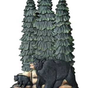 A Bear and Her Cub in the Pines Intarsia Wood Wall Art - 16″ x 24″