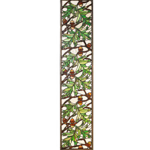 Acorn & Oak Leaf Stained Glass Window Panel – 9" W x 42" H