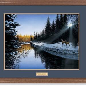 An Evening in Wisconsin - Whitetail Deer AKA An Evening Along the River - 17″ x 23″ GNA Premium Print
