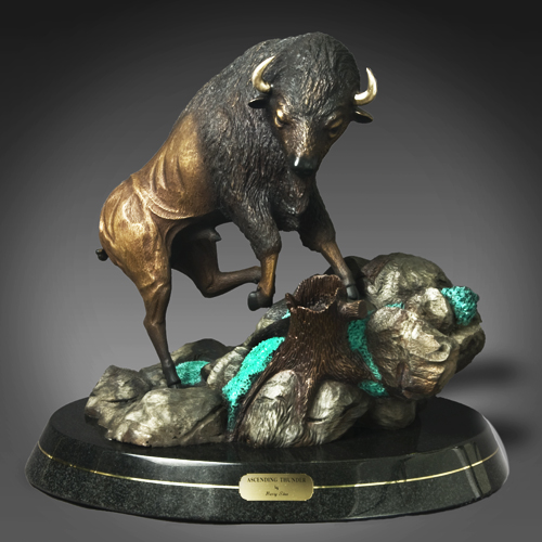 Ascending Thunder - Bison - Bronze Sculpture by Barry Stein Sculptures