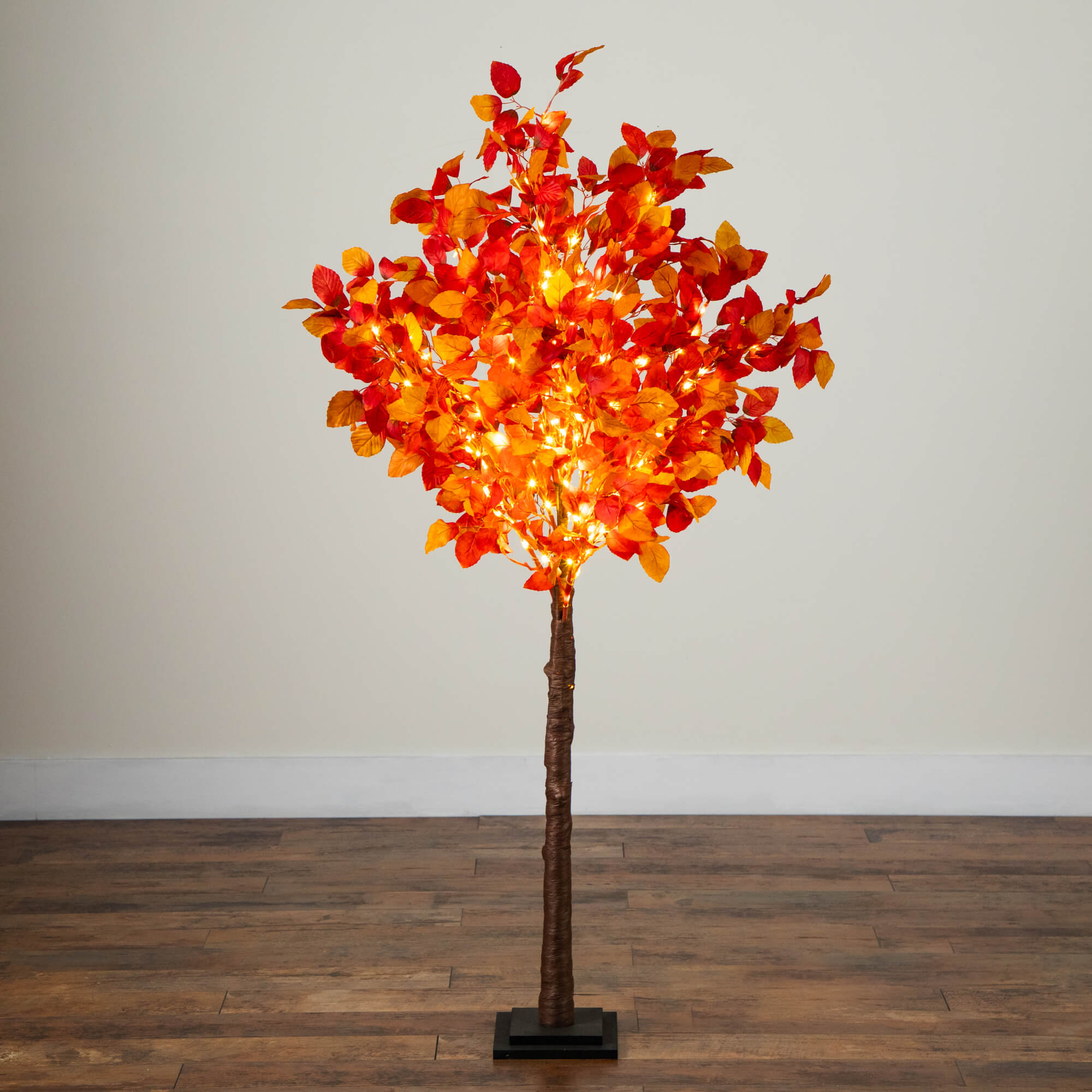 5' Pre-Lit Autumn Artificial Fall Tree with 200 Warm White LED Lights