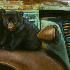 Bearly Mischievous - Black Bear Cubs - Unstretched Canvas