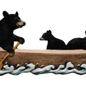 Bears in a Canoe Intarsia Wood Wall Art - 32″ x 14″