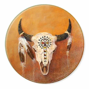 Big Medicine - Bison Skull - Round Cutting Board