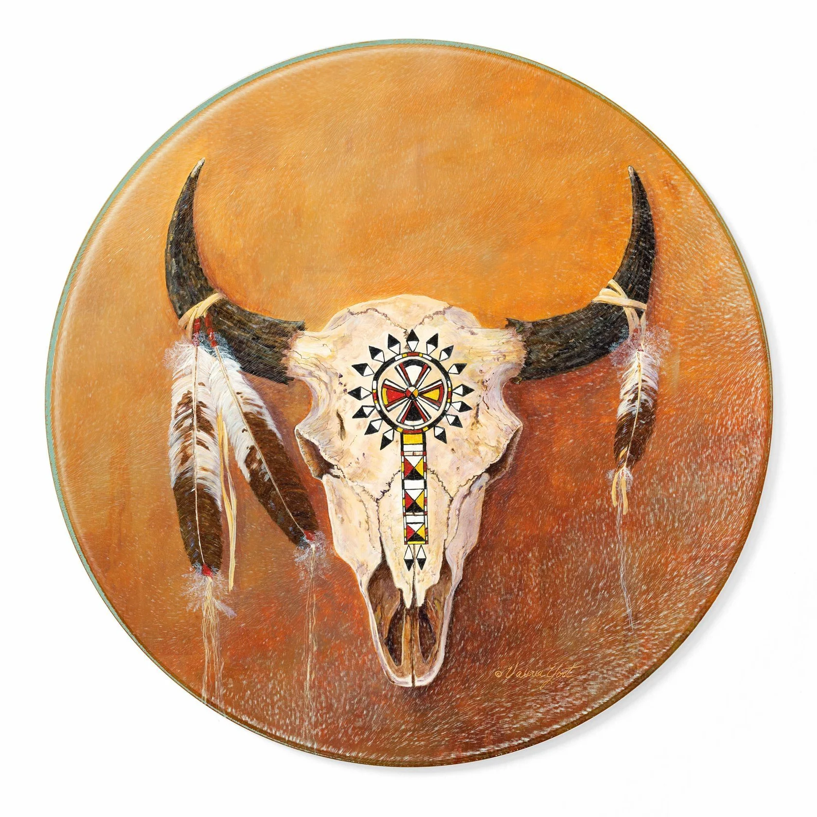 Big Medicine - Bison Skull - Round Cutting Board