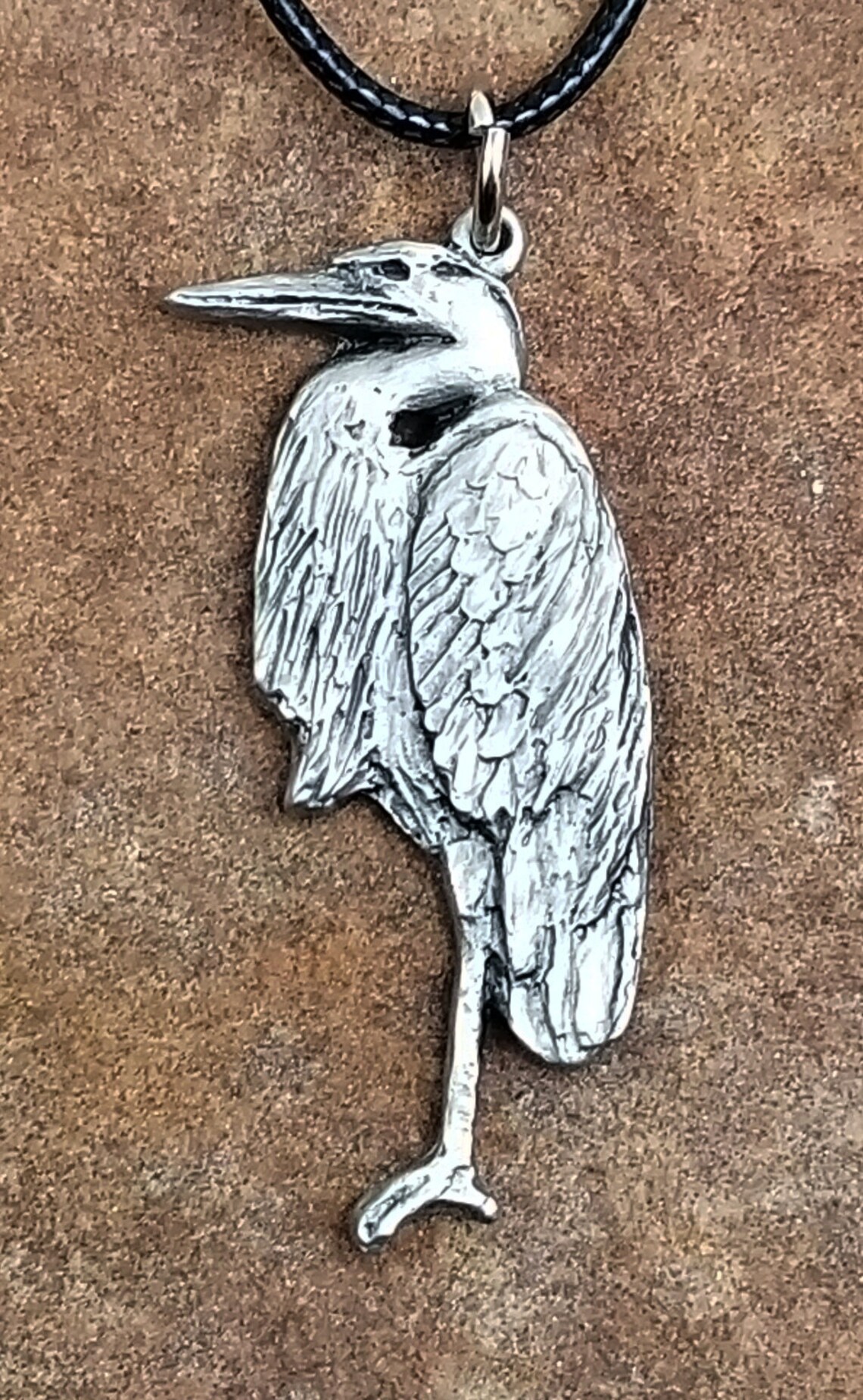 Blue Heron Pendant Necklace by Andy Schumann