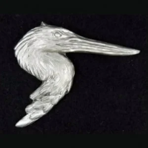 Blue Heron Pewter Pin by Andy Schumann