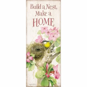 Building a Tropical Home - Bananaquit Songbird - 12" x 30" Wood Sign
