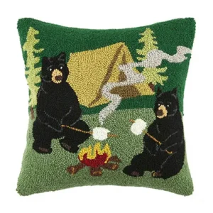 Campfire Bears Hook Pillow 18x18
