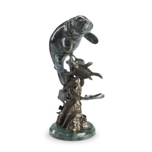 Cast Aluminum Manatee and Friends Sculpture