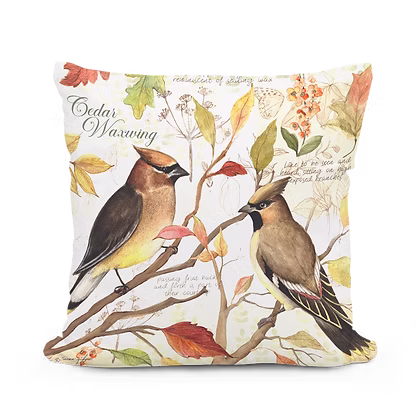 Cedar Waxwing Birds Pillow